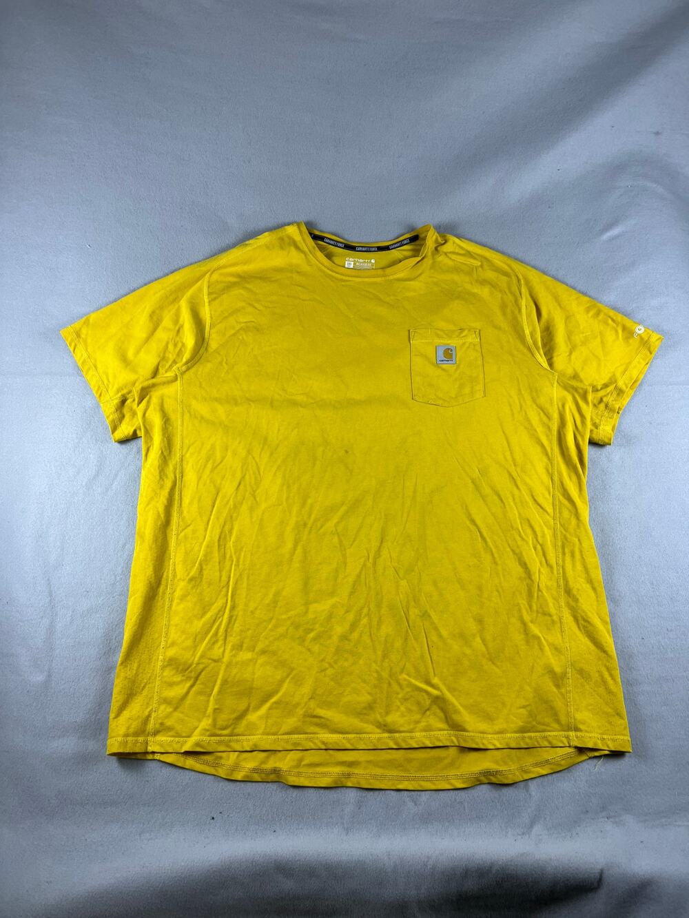 Carhartt Force T-Shirt Men 3XLT Yellow Crew Neck Relaxed Fit Pocket Workwear Tee